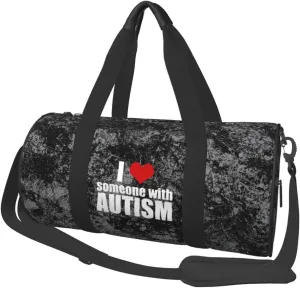 I Love Someone with Autism Convertible Garment Bag with Shoulder Strap, Carry on Garment Duffel Bag for Men Women - Rolling Foldable for Travel Luggage Bags (Black)