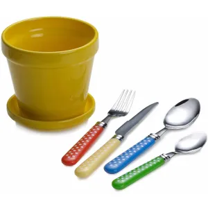 International Silver Garden Party 16-Piece Flatware Set with Flower Pot Caddy