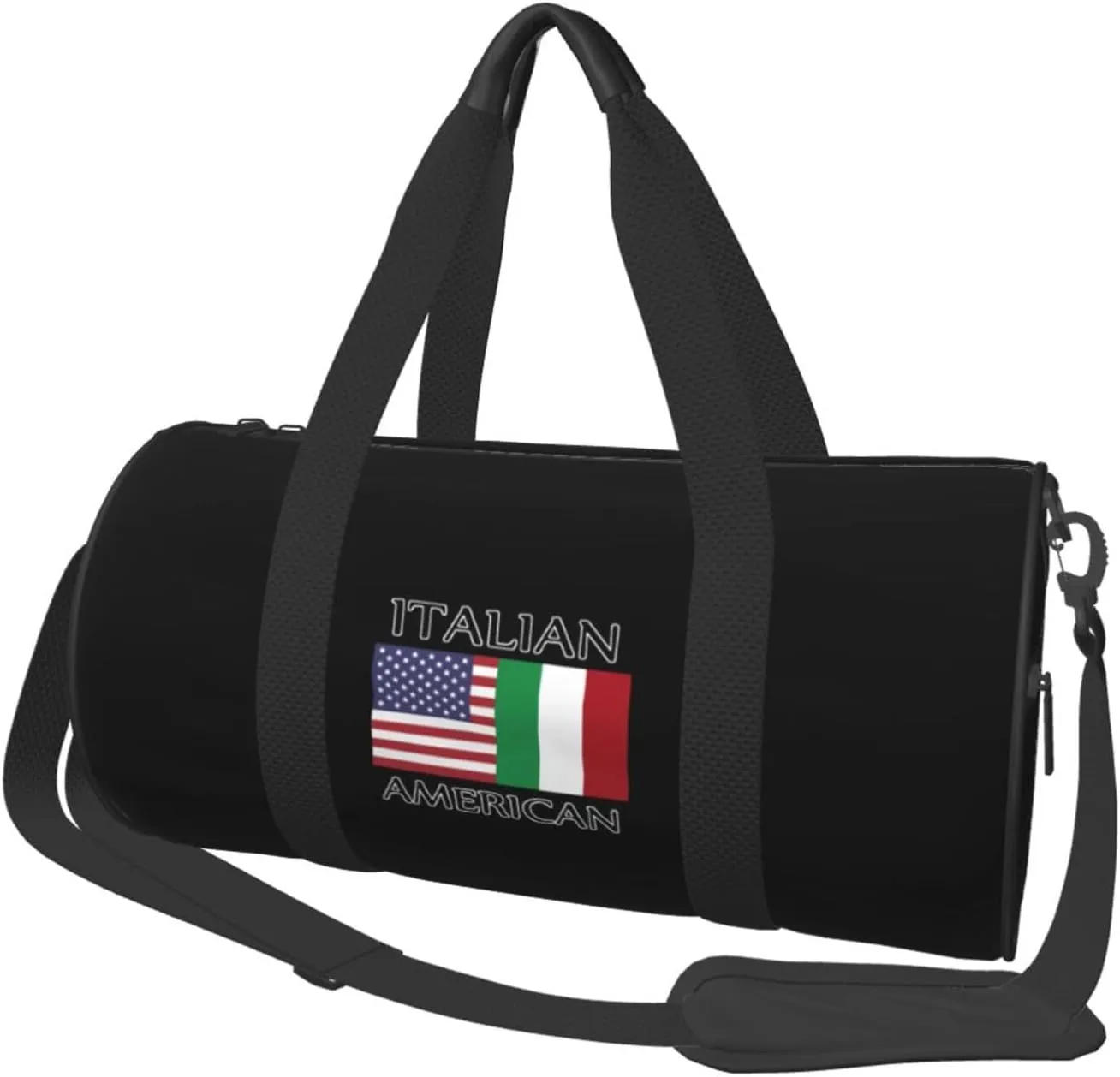 Italian American Flag Convertible Garment Bag with Shoulder Strap, Carry on Garment Duffel Bag for Men Women - Rolling Foldable for Travel Luggage Bags (Black)