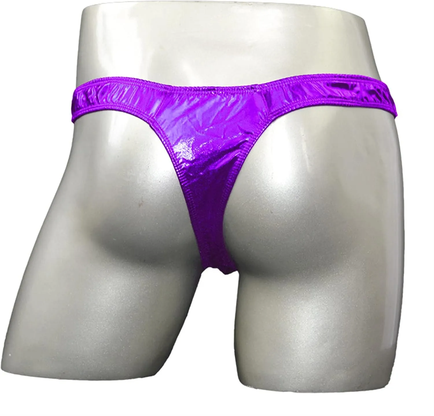 JEsilunmaMY Elephant Nose Briefs for Men Shiny Leather Low Waist Hollow Underwear Athletic Supporter Bulge Pouch Thongs