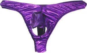 JEsilunmaMY Elephant Nose Briefs for Men Shiny Leather Low Waist Hollow Underwear Athletic Supporter Bulge Pouch Thongs