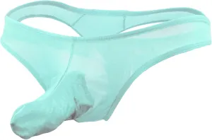 JEsilunmaMY Mesh Briefs for Men See Through Long Pouch G-String Underwear Solid Color Sexy Sheer T-Back Panties Lingerie
