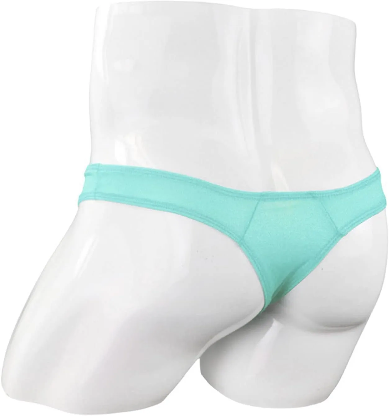 JEsilunmaMY Mesh Briefs for Men See Through Long Pouch G-String Underwear Solid Color Sexy Sheer T-Back Panties Lingerie