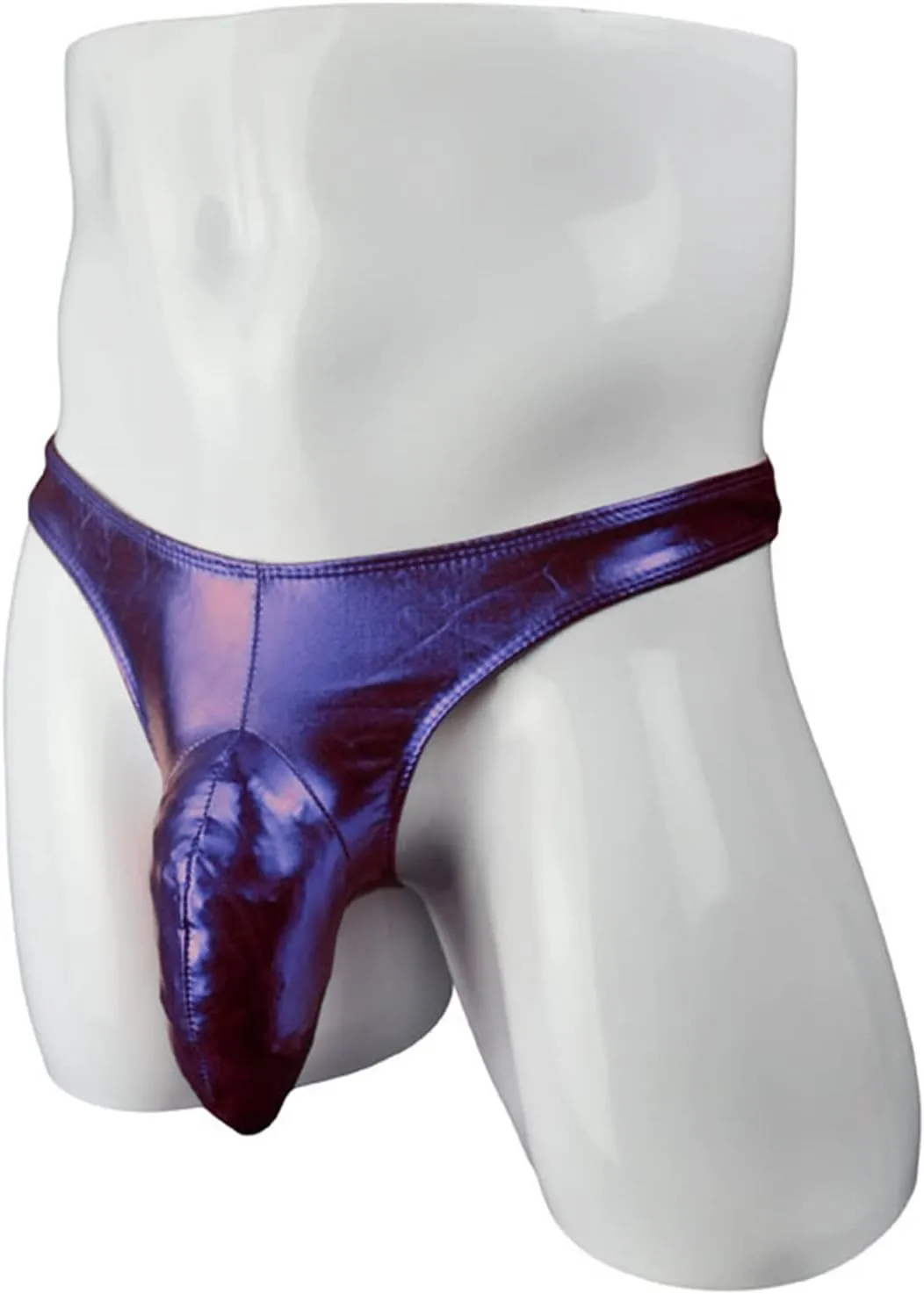 JEsilunmaMY Shiny Leather Briefs for Men Low Rise Elephant Nose Bulge Pouch Thongs Athletic Supporter G-Strings Underwear