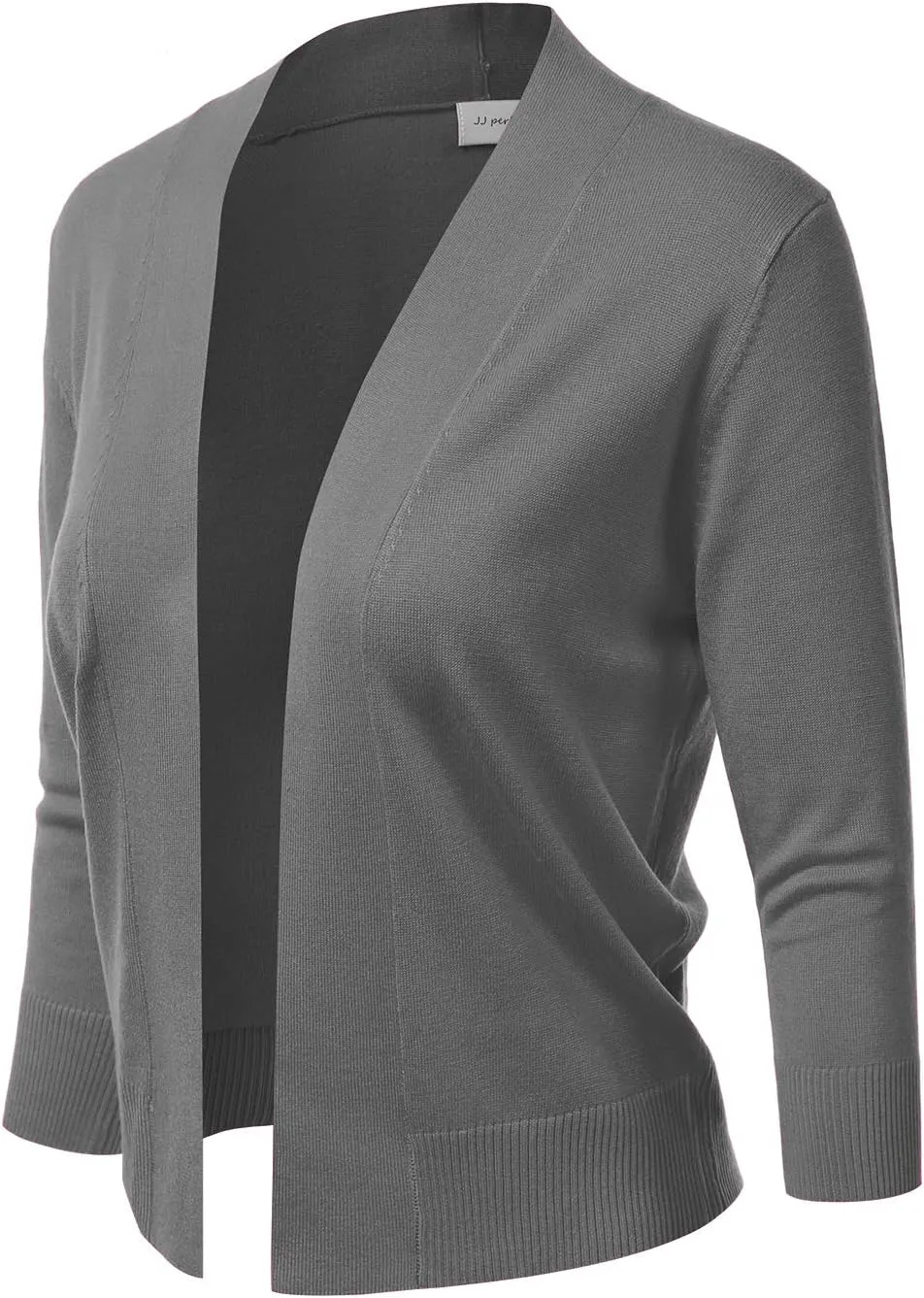 JJ Perfection Casual Crop Open Front Knit Cardigan 3/4 Sleeve Cropped Cardigan Basic Sweater Jacket for Womens with Plus Size