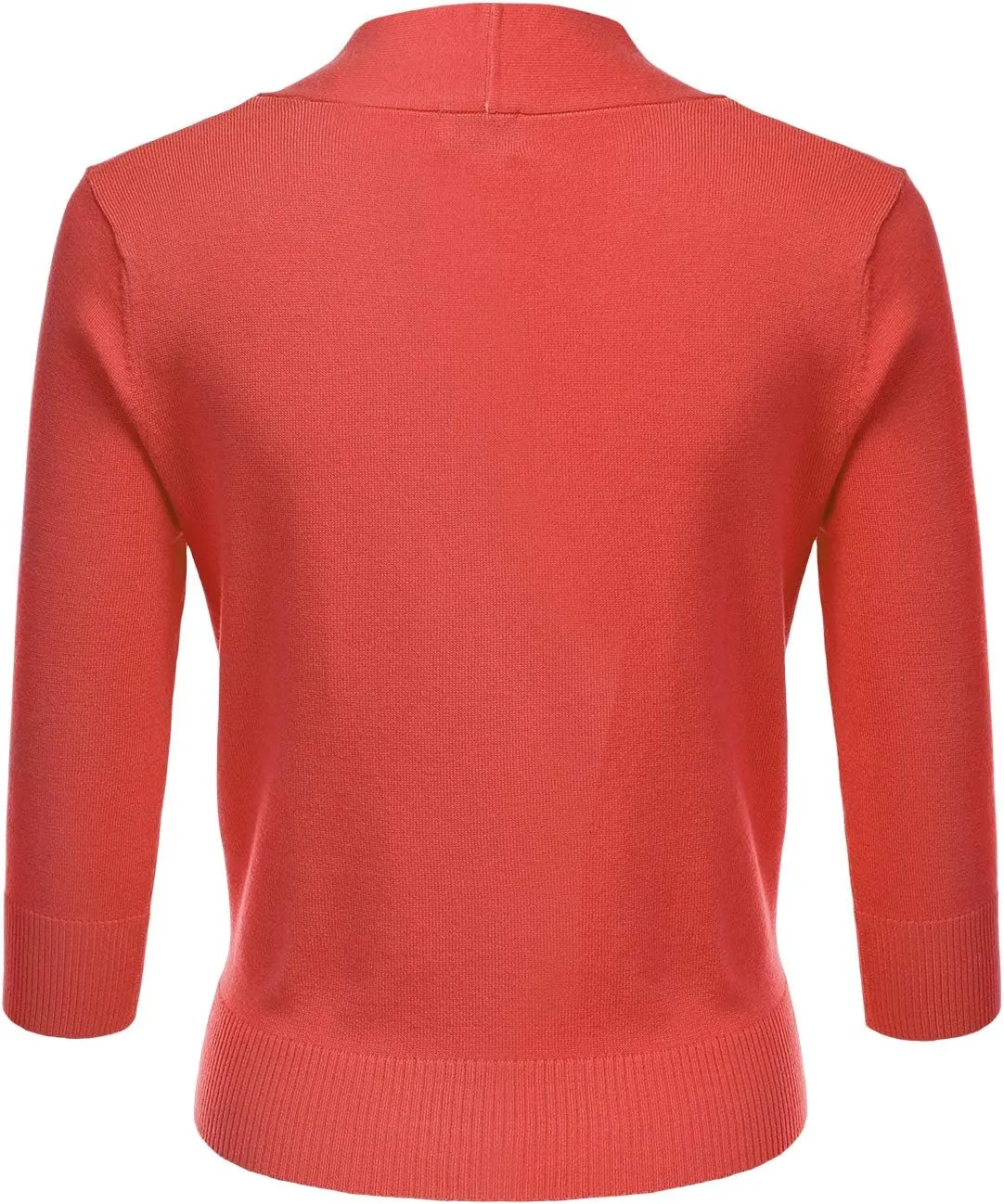 JJ Perfection Casual Crop Open Front Knit Cardigan 3/4 Sleeve Cropped Cardigan Basic Sweater Jacket for Womens with Plus Size