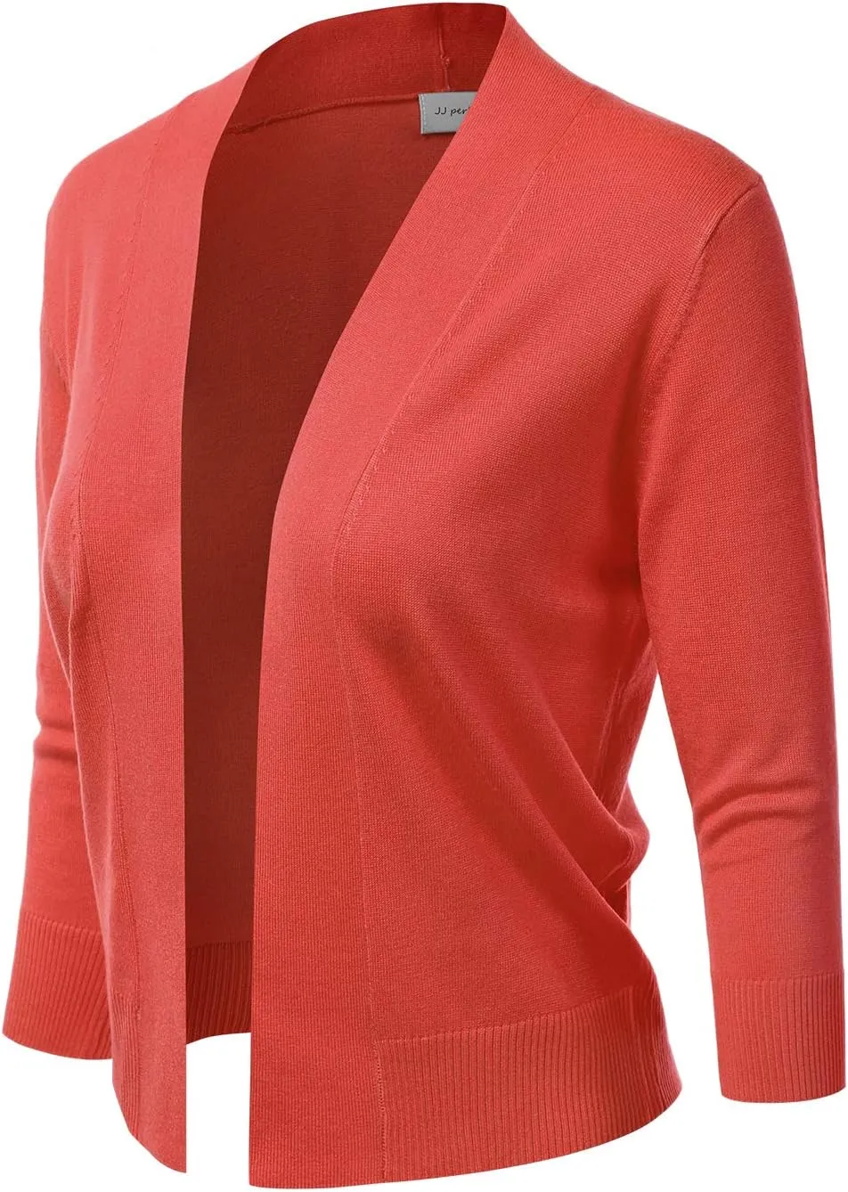JJ Perfection Casual Crop Open Front Knit Cardigan 3/4 Sleeve Cropped Cardigan Basic Sweater Jacket for Womens with Plus Size