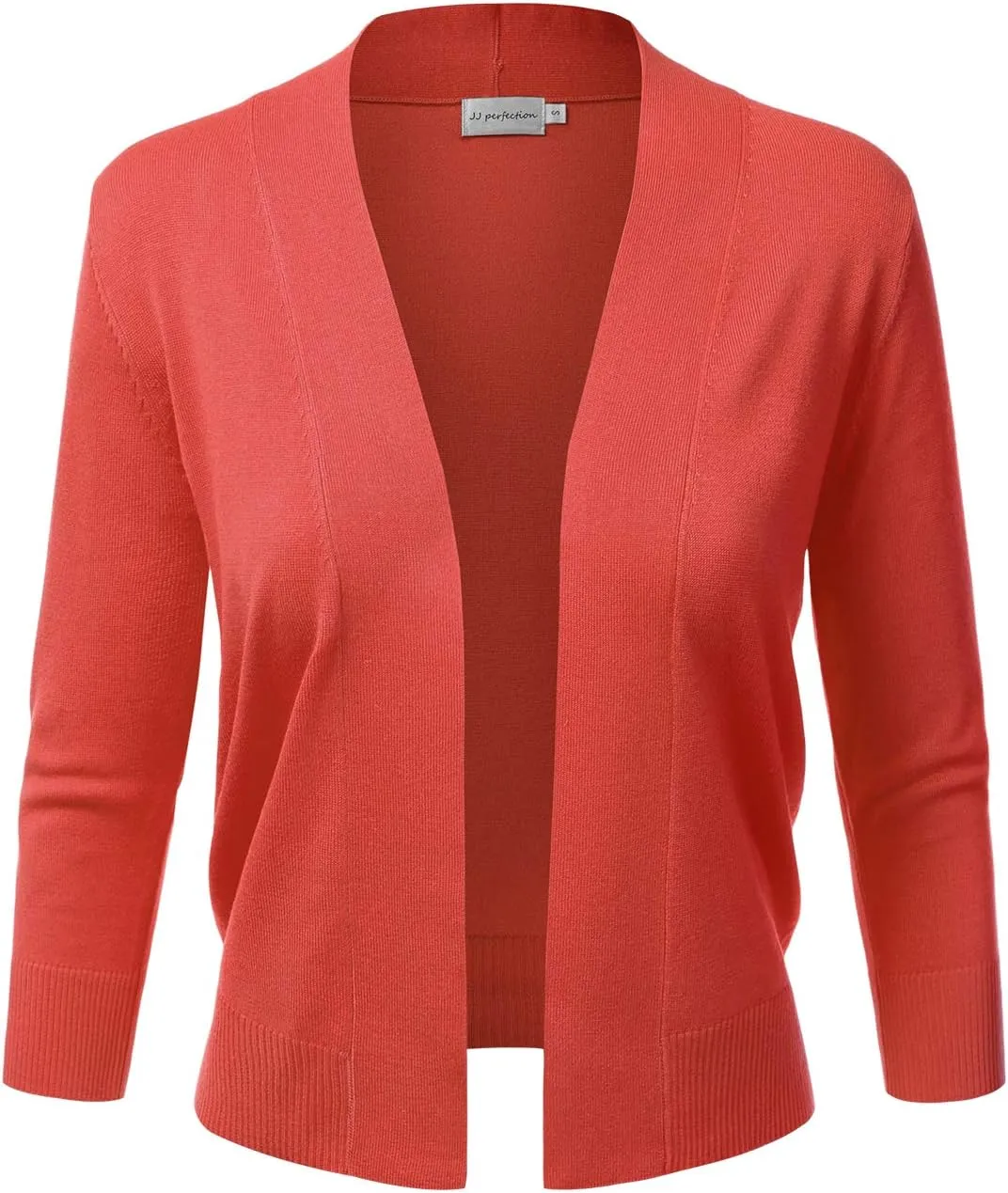 JJ Perfection Casual Crop Open Front Knit Cardigan 3/4 Sleeve Cropped Cardigan Basic Sweater Jacket for Womens with Plus Size