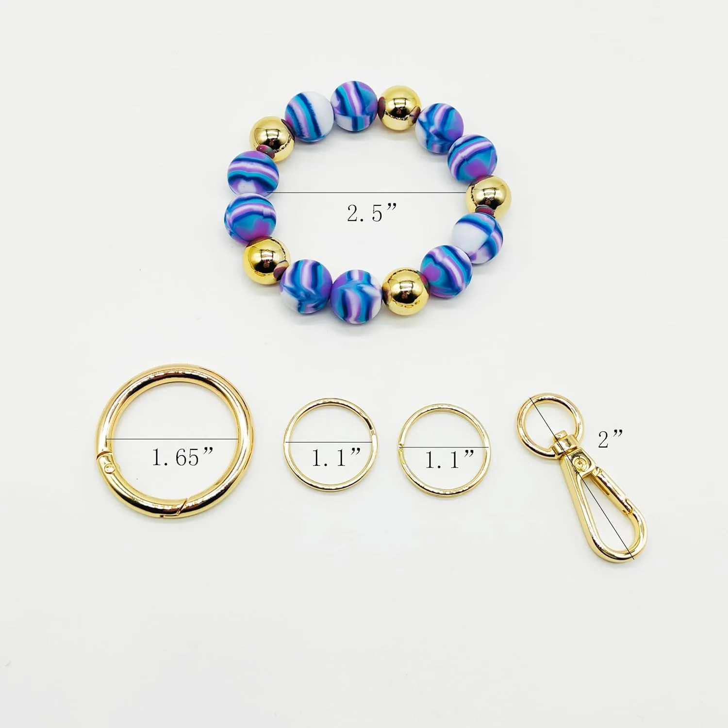Junyuerly Wristlet Keychain Silicone Beaded Key Ring Bracelet for Women Elastic Bangle Key Chain Holder