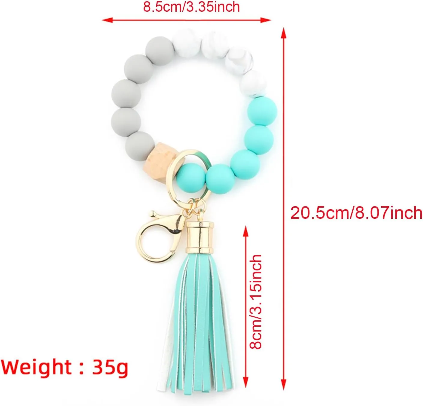 Key Ring,Bracelet Car,Keychain Holder Wristlet,Silicone Women Beaded Bangle Chains,Keychain for Women