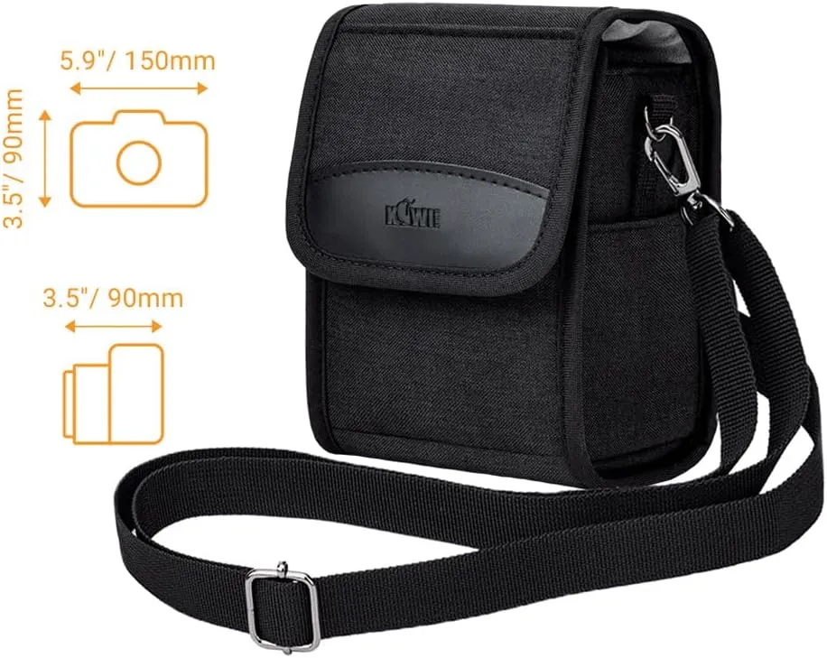KIWIFOTOS Travel Camera Bag with Strap, Camera Carrying Case for Fuji X100VI X100V X100F GFX100RF Sony A6700 A6600 A6000 A6100 Ricoh GR III CANON POWERSHOT V1 Compact Camera Bags Black