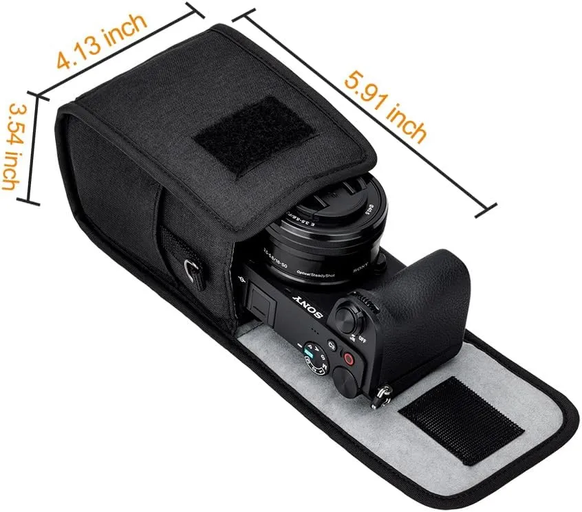 KIWIFOTOS Travel Camera Bag with Strap, Camera Carrying Case for Fuji X100VI X100V X100F GFX100RF Sony A6700 A6600 A6000 A6100 Ricoh GR III CANON POWERSHOT V1 Compact Camera Bags Black