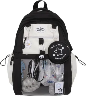 Large Ita Bag Backpack with insert Pin Display Backpack for Anime Cosplay Laptop Backpack 15in Dopamine Color Ita Bag with Window Black