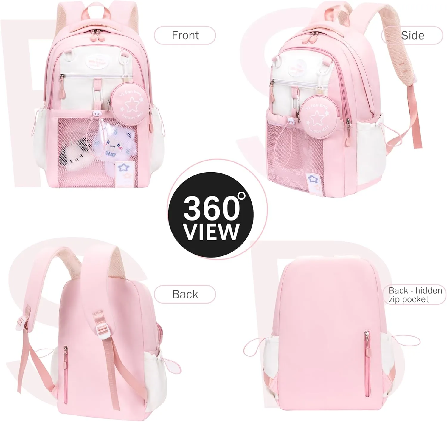 Large Ita Bag Backpack with insert Pin Display Backpack for Anime Cosplay Laptop Backpack 15in Dopamine Color Ita Bag with Window Pink