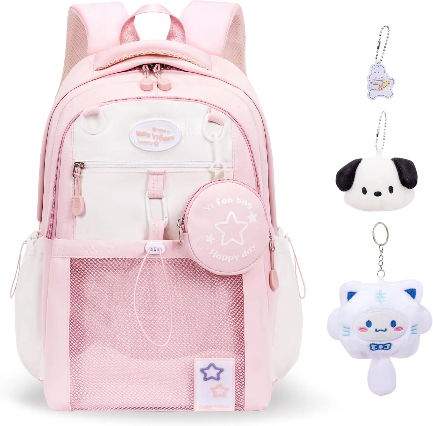 Large Ita Bag Backpack with insert Pin Display Backpack for Anime Cosplay Laptop Backpack 15in Dopamine Color Ita Bag with Window Pink