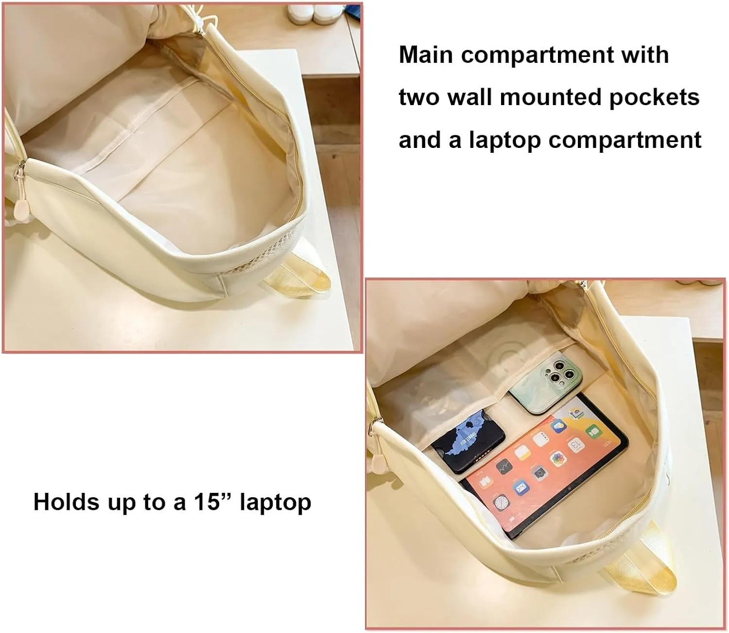 Large Ita Bag Backpack with insert Pin Display Backpack for Anime Cosplay Laptop Backpack 15in Dopamine Color Ita Bag with Window Yellow