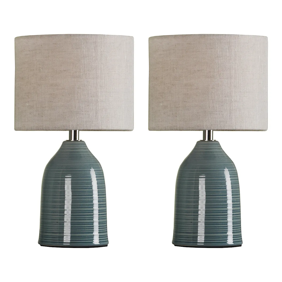 Laura Ashley Penny Pair of Table Lamps Blue Crackle Glaze