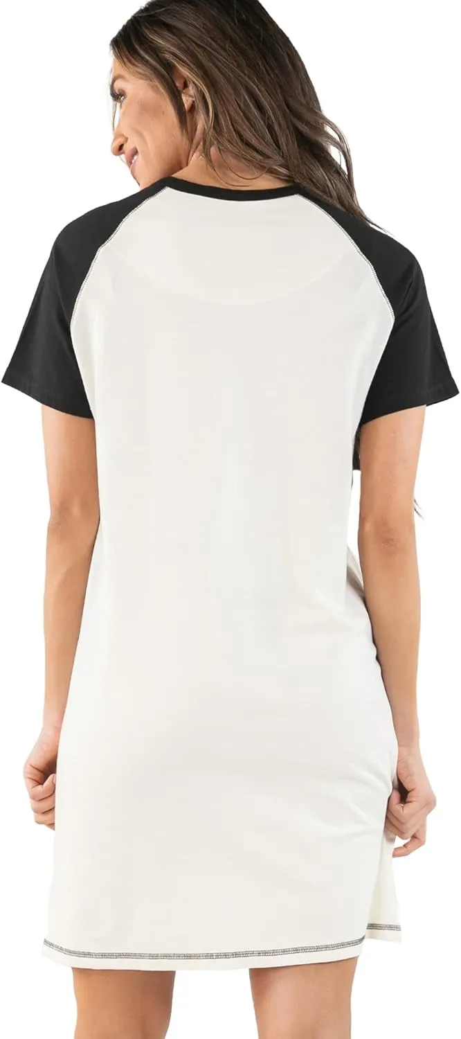 Lazy One Women's Nightgown, Funny V-Neck Sleep Shirt for Women, Bear & Moose Pajama Shirts