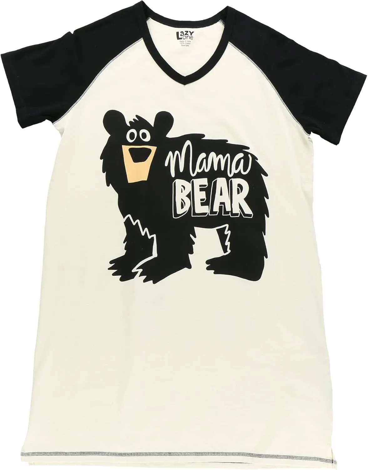 Lazy One Women's Nightgown, Funny V-Neck Sleep Shirt for Women, Bear & Moose Pajama Shirts