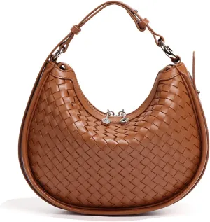 Leather Crescent Bag - Woven Tote & Hobo Handbags - Satchel Bag