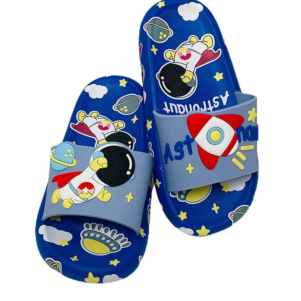 Little Surpise Box Blue All Over Astronaut Theme Slip On Clogs, Summer/Monsoon All Season Footwear For Toddlers & Kids.
