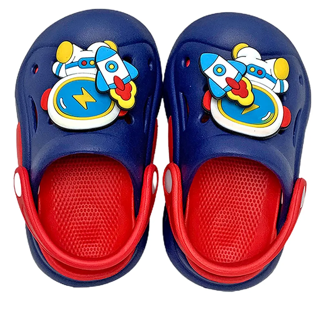Little Surpise Box Blue & Red Spinning Rocket Slip On Clogs, Summer/Monsoon All Season Footwear For Toddlers & Kids.