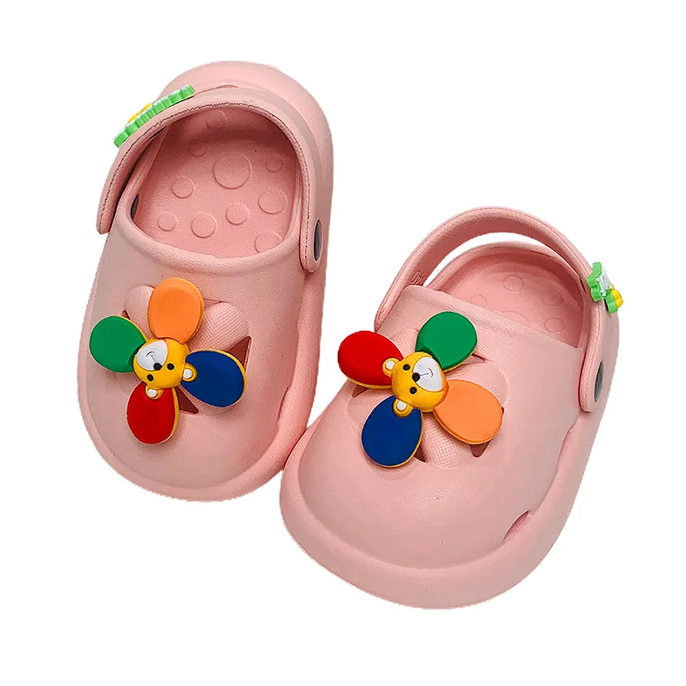 Little Surpise Box Pink Pinwheel Slip On Clogs, Summer/Monsoon All Season Footwear For Toddlers & Kids