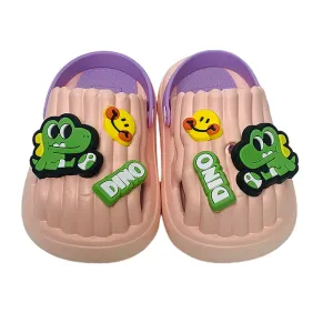 Little Surpise Box Pink Smilie Dino Slip On Clogs, Summer/Monsoon All Season Footwear For Toddlers & Kids.