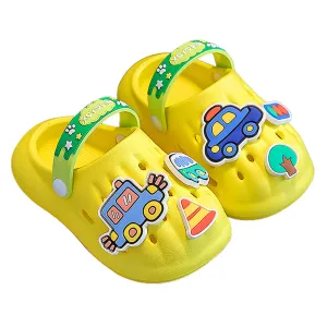 Little Surpise Box Yellow Transport Theme Slip On Clogs, Summer/Monsoon All Season Footwear For Toddlers & Kids.