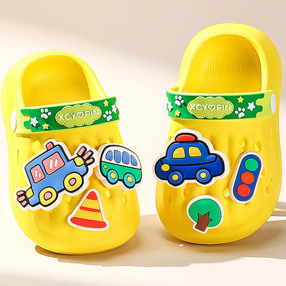 Little Surpise Box Yellow Transport Theme Slip On Clogs, Summer/Monsoon All Season Footwear For Toddlers & Kids.