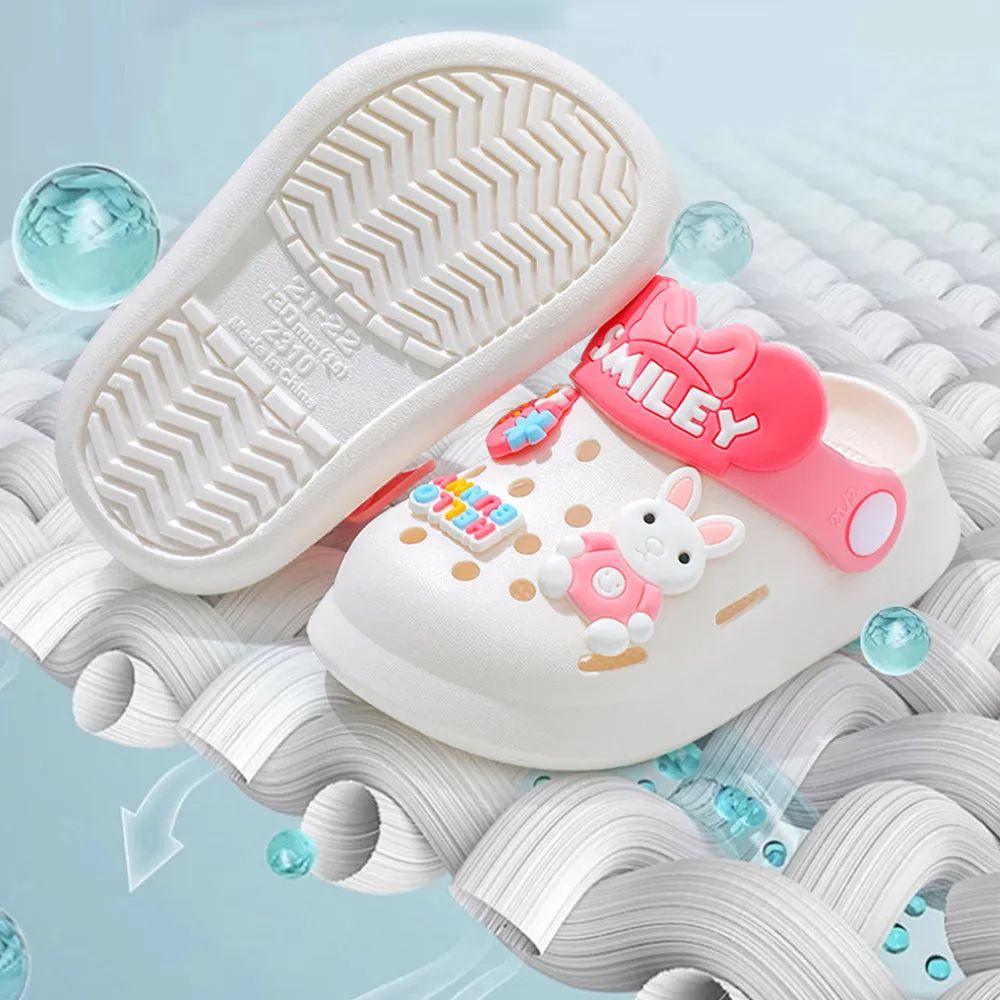 Little Surprise Box White Bunny Rabbit,Slip On Clogs ,Summer/Monsoon/ Beach Footwear For Toddlers And Kids, Unisex.