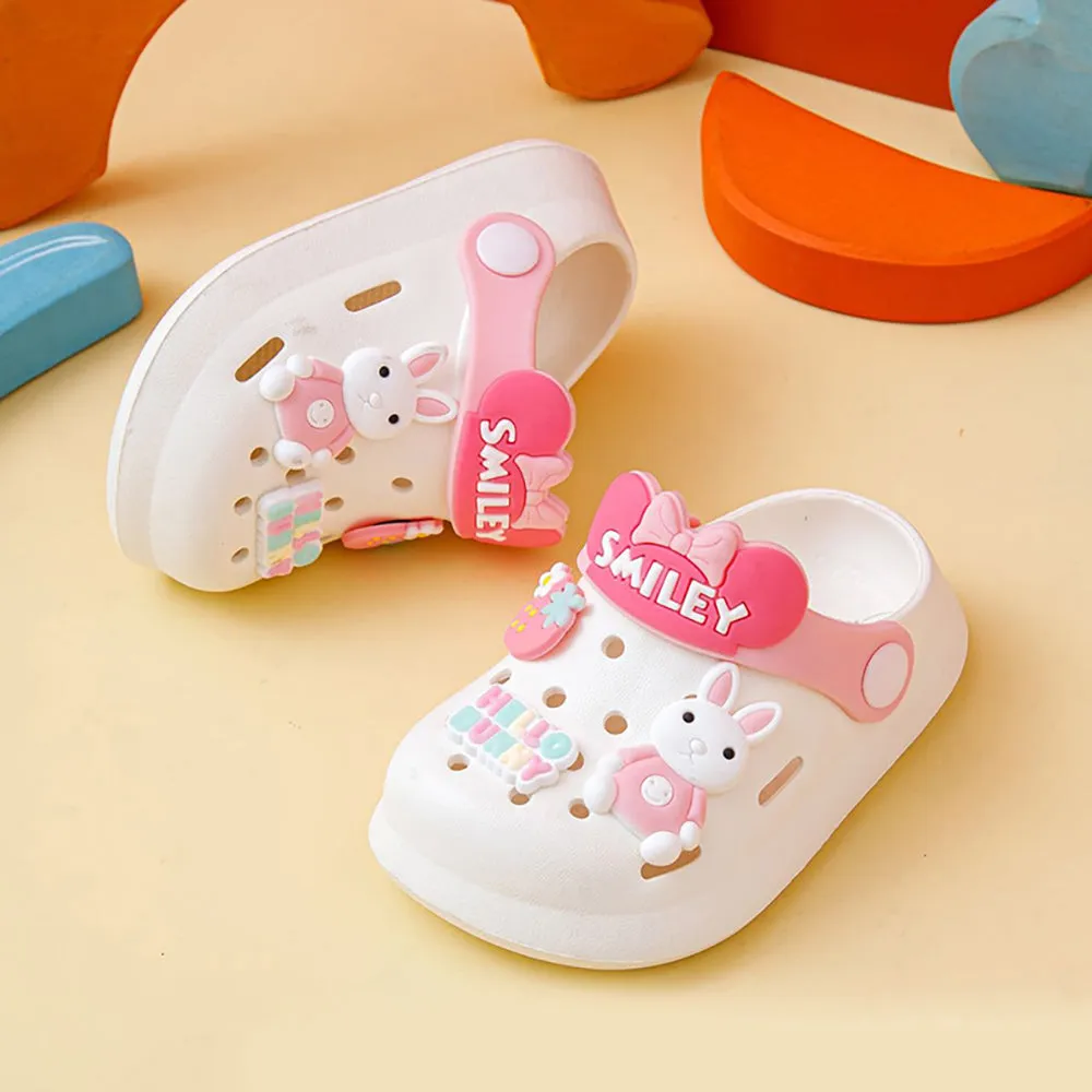 Little Surprise Box White Bunny Rabbit,Slip On Clogs ,Summer/Monsoon/ Beach Footwear For Toddlers And Kids, Unisex.