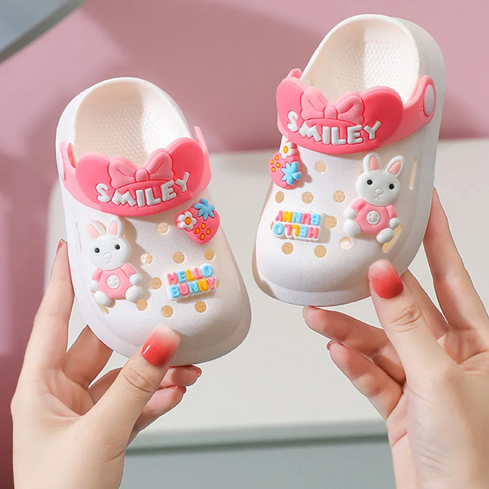 Little Surprise Box White Bunny Rabbit,Slip On Clogs ,Summer/Monsoon/ Beach Footwear For Toddlers And Kids, Unisex.
