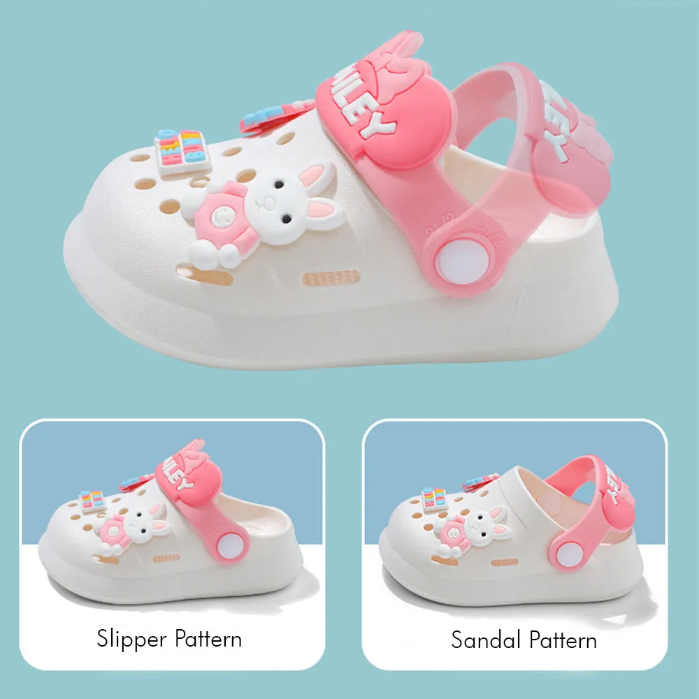 Little Surprise Box White Bunny Rabbit,Slip On Clogs ,Summer/Monsoon/ Beach Footwear For Toddlers And Kids, Unisex.