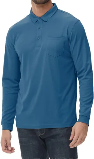 Long Sleeve Polo Shirt for Men Golf Shirt Quick Dry Breathable Casual Social Polo Shirts