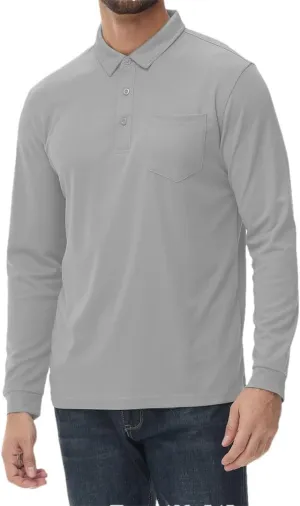 Long Sleeve Polo Shirt for Men Golf Shirt Quick Dry Breathable Casual Social Polo Shirts