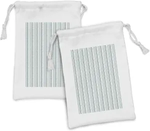 Lunarable Striped Fabric Pouch Set of 2, Vertical Pinstripe in Pastel Shades with Torn Paper Effect, Small Drawstring Bag for Toiletries Masks and Favors, 9" x 6", Mint Green Pale Blue