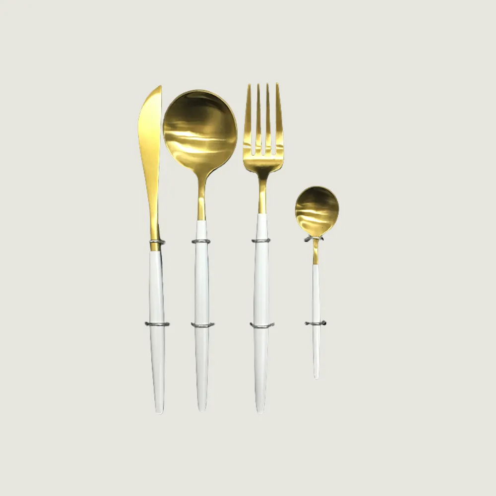 Luxurious Event White Handled Stainless Steel 4Pcs Cutlery Set