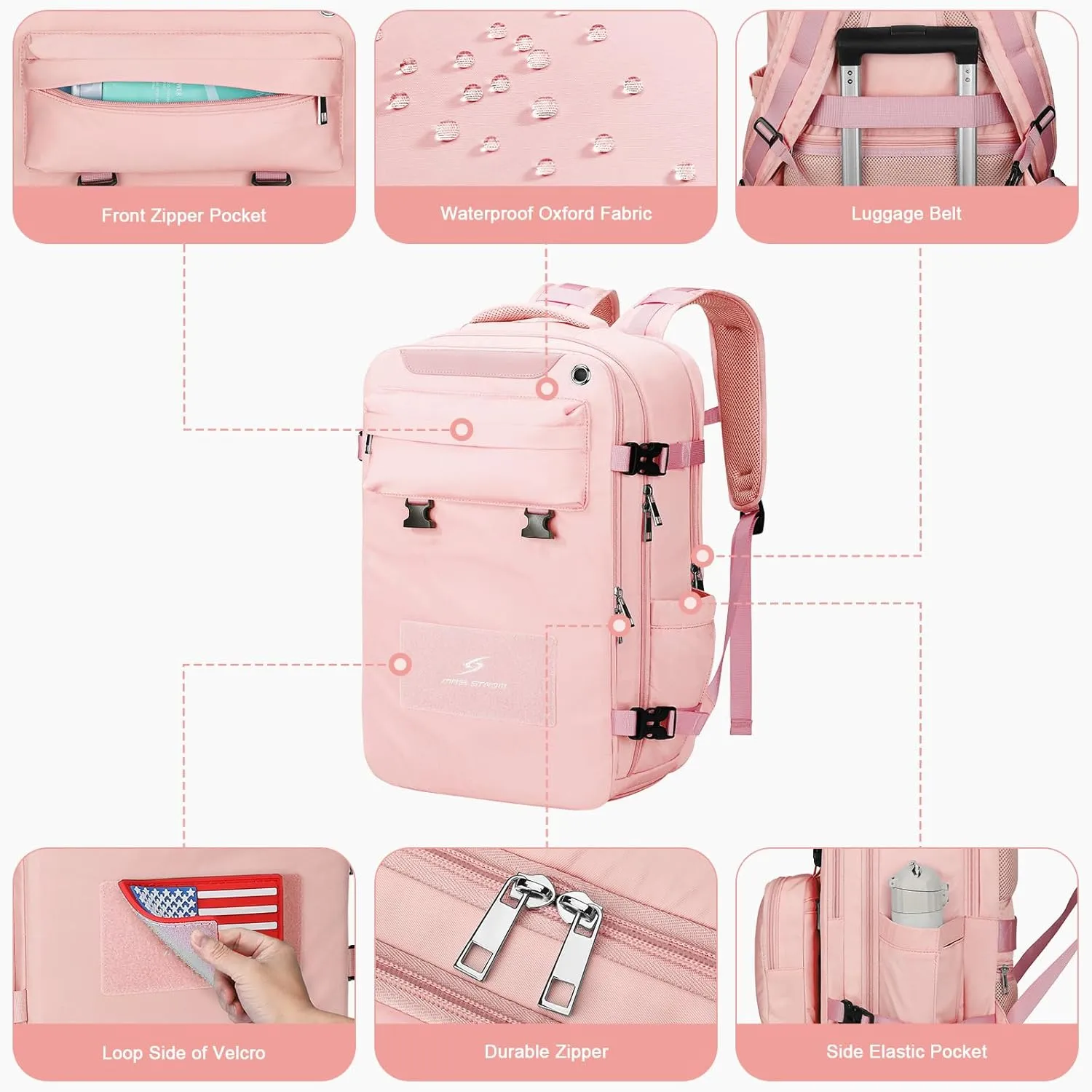 Maelstrom Travel Backpack for Women Men, 2 in 1 Crossbody Bag Laptop Backpack Fits 15.6-17.3 Inch Laptop, 26L Work/Nurse/Teacher Bag, Carry On Backpack with Shoe Compartment, Pink