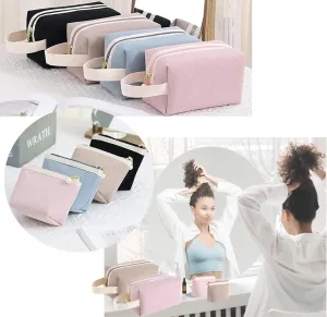 Makeup Bag Travel Cosmetic Bag for Women Makeup Bag Set Organizer Makeup Brush Holder Accessories Pounch Zipper Cosmetic Case 2 Pcs/Set (Pink)
