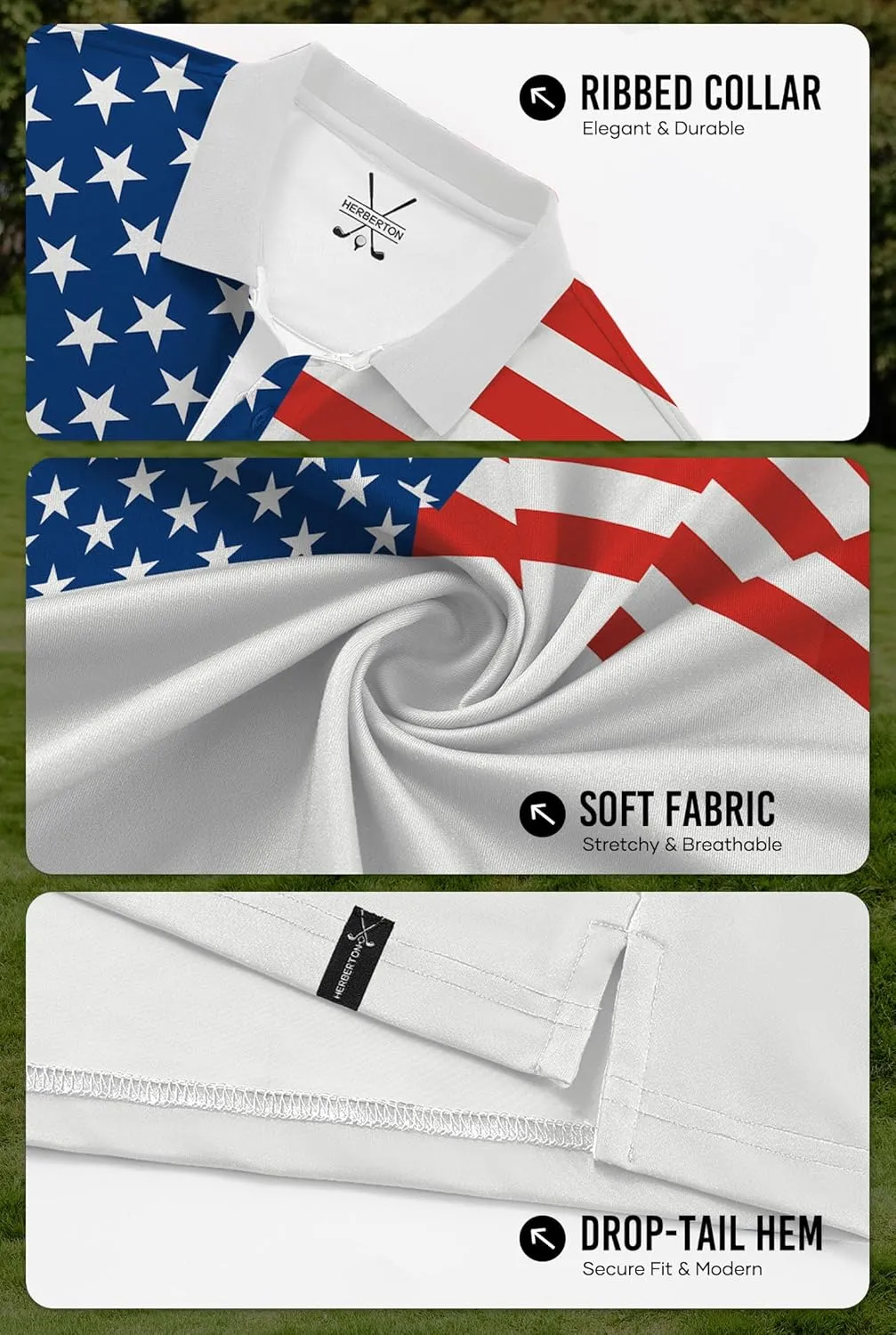 Men American Flag Golf Polo Stretch Moisture Wicking Patriotic 4th of July Shirts (S-3XL)