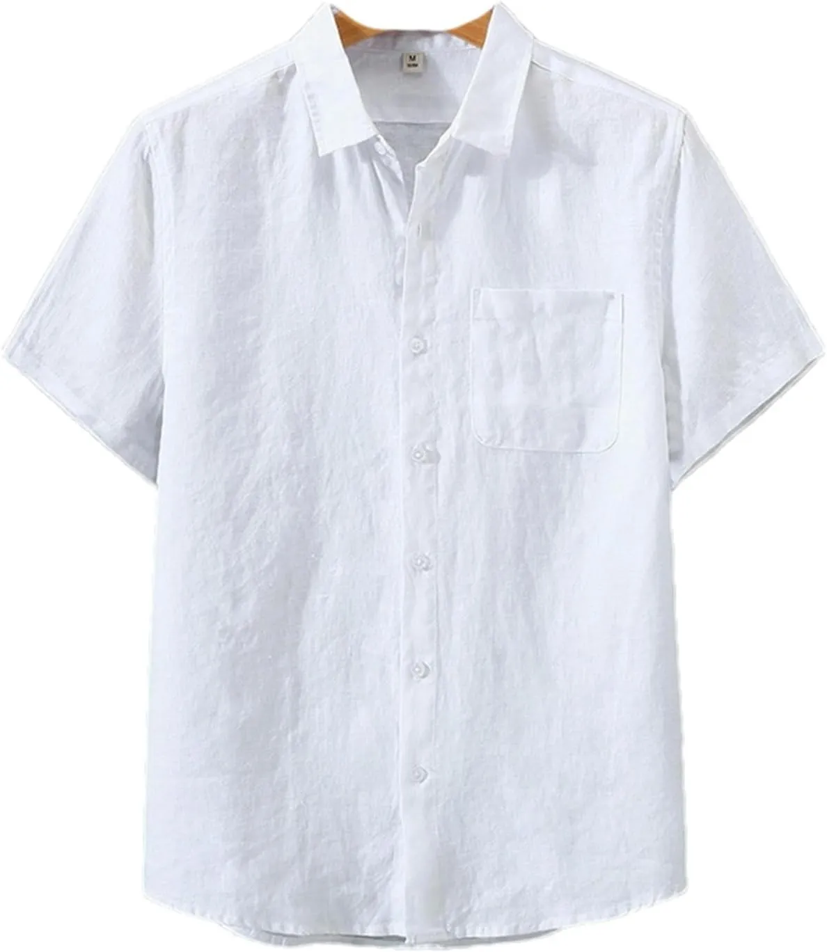 Men Lapel Linen Shirt Short Sleeve Summer Chinese Retro Casual Basic Thin Breathable Shirt