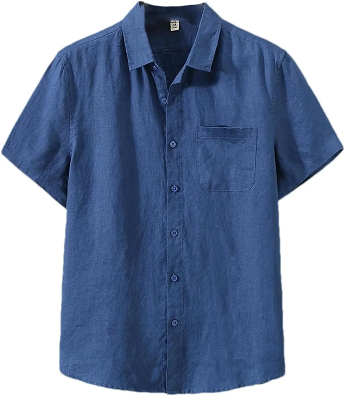 Men Lapel Linen Shirt Short Sleeve Summer Chinese Retro Casual Basic Thin Breathable Shirt