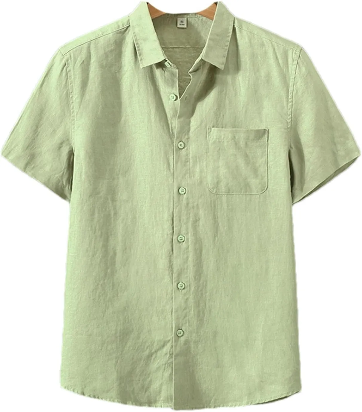 Men Lapel Linen Shirt Short Sleeve Summer Chinese Retro Casual Basic Thin Breathable Shirt