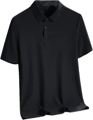 Men Solid Collared Casual Polo Shirt Quick Dry Short Sleeve Shirt Loose Soft Tee