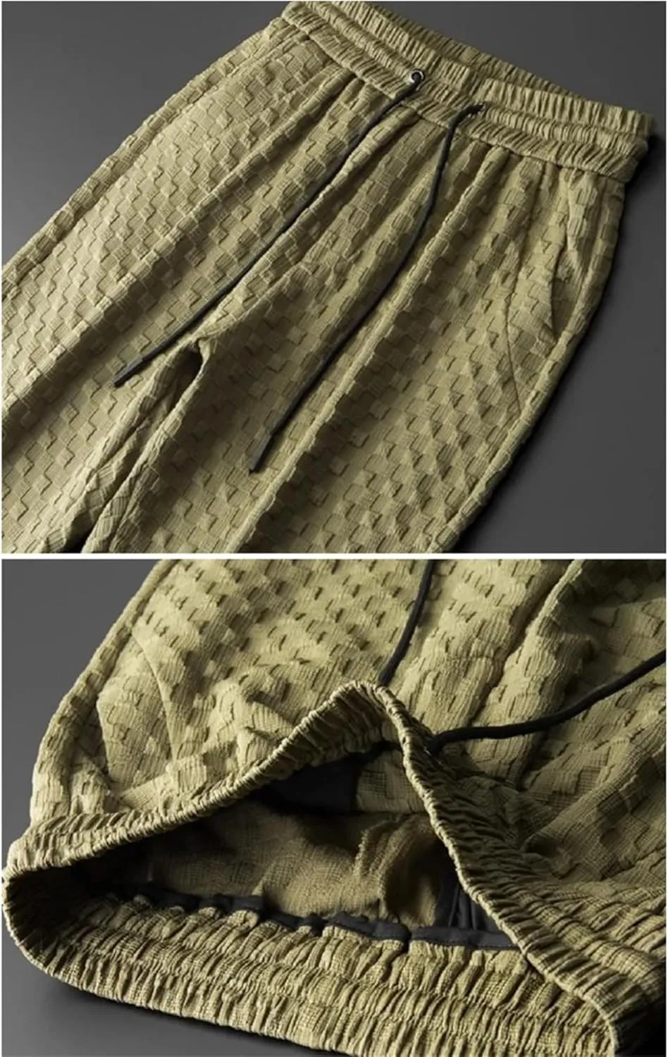 Men Spring Summer Casual Notched Short Sleeve Shirts Drawstring Pants Suit Solid Pattern Printed Outfit