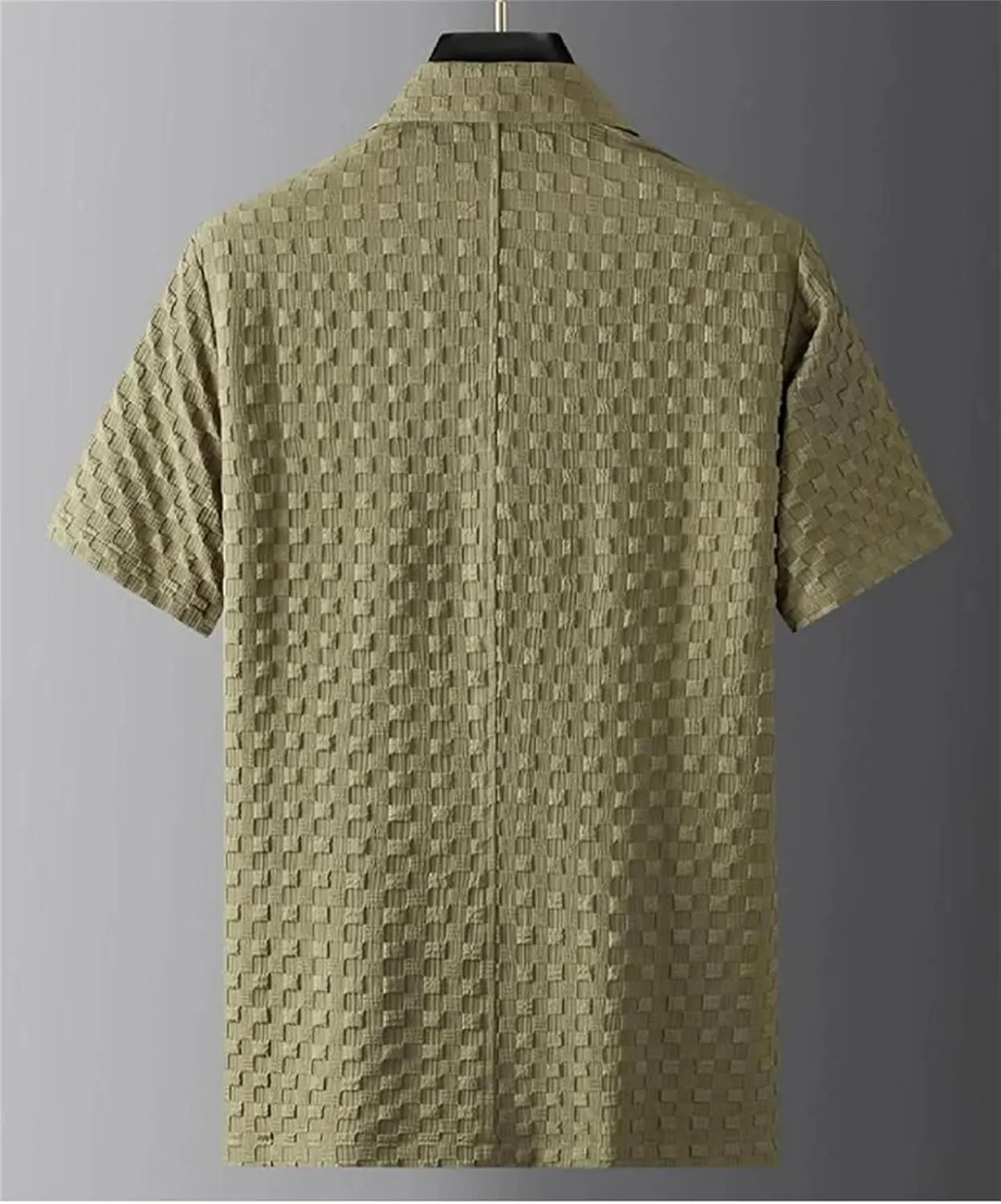 Men Spring Summer Casual Notched Short Sleeve Shirts Drawstring Pants Suit Solid Pattern Printed Outfit