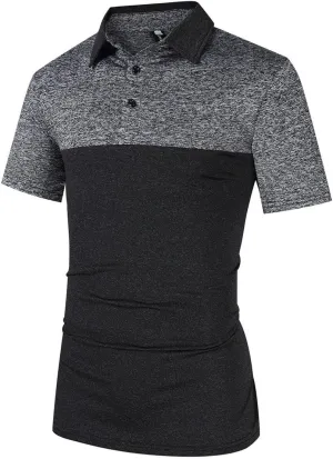 Men's Athletic Collar T-Shirt Sports Tops - Short Sleeve & Long Sleeve Golf Shirts - Quick Dry Regular Fit