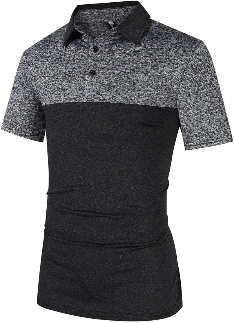 Men's Athletic Collar T-Shirt Sports Tops - Short Sleeve & Long Sleeve Golf Shirts - Quick Dry Regular Fit