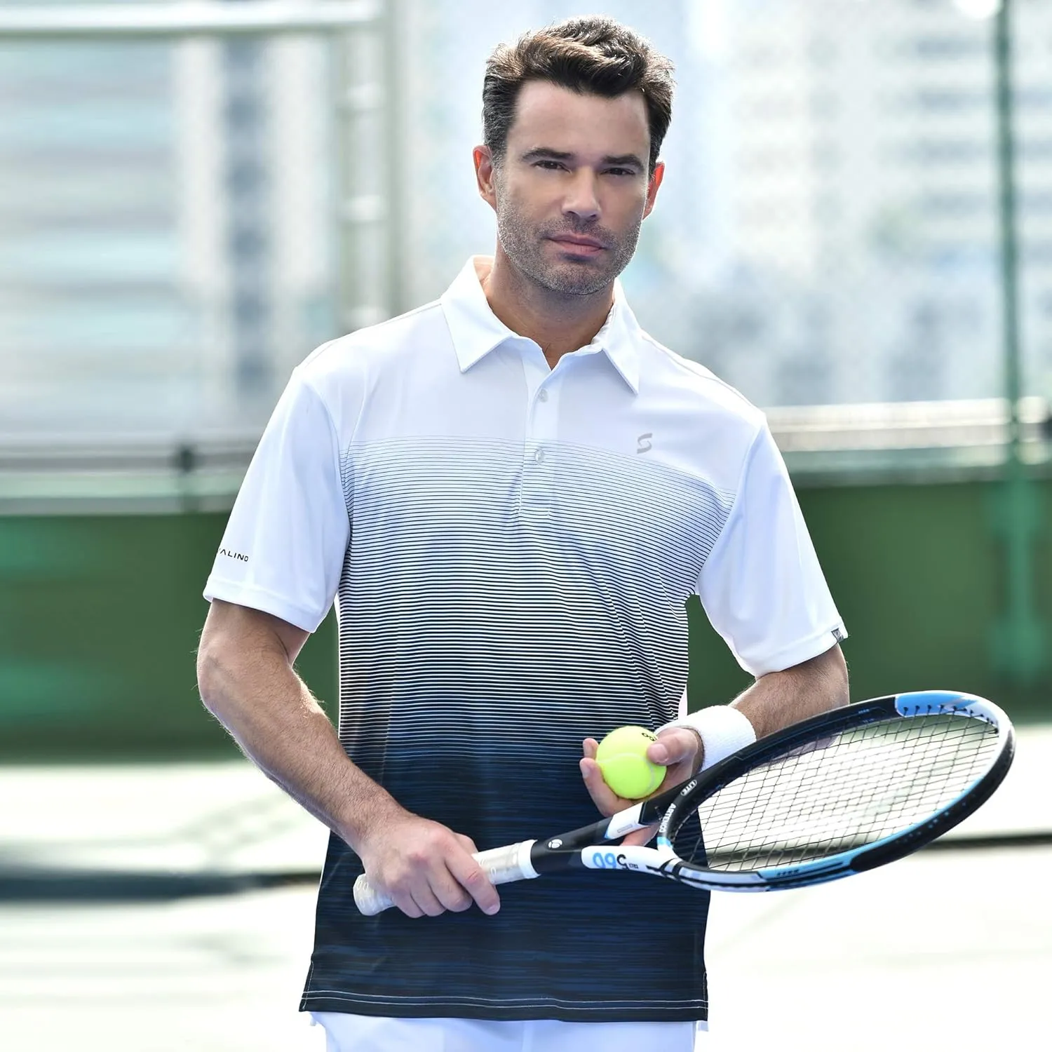 Mens Athletic Tennis Polo Shirt. Material Wicks Sweat and Dries Fast, Size S-2XL